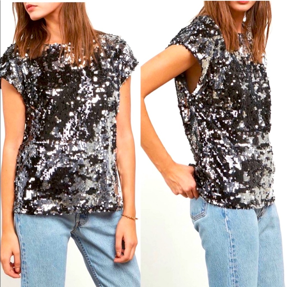 BB Dakota Conor Sequin Top M 🖤🤍